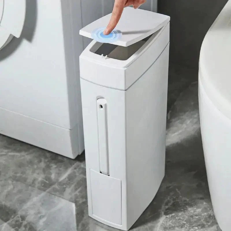 poubelle salle bain brosse wc intégrée blanc moderne sac déchets