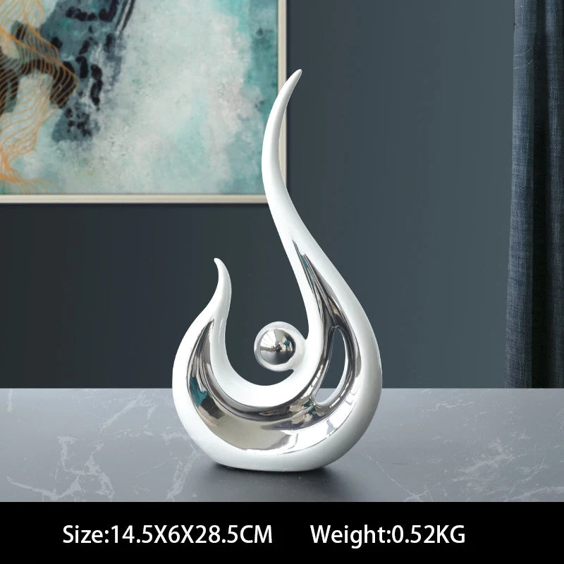 sculpture décorative moderne abstraite nordique cadeau artisanal email céramique forme ondulée boule dorée décoration