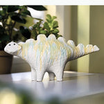 statue décorative moderne dinosaure blanc jaune bleu clair texturé statue chaton blanc noir orange