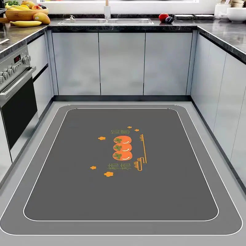 tapis cuisine gris foncé panda moderne décoratif antidérapant imperméable sol maison intérieur