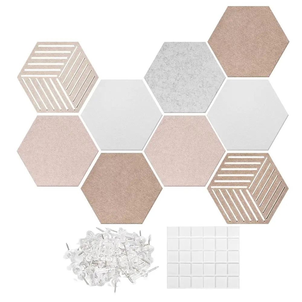 panneaux hexagonaux decoratifs mur modernes texturés beige marron vert gris kit diy affichage photos