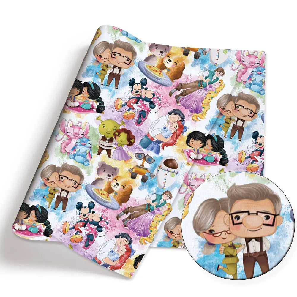 tissu patchwork disney aurora ariel cendrillon mickey bleu vert rose blanc coton 140x50cm