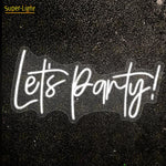 néon lumineux blanc let's party moderne câble électrique 70x35cm minimalisteOpaque