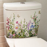 cache wc blanc fleurs feuilles papillons adhésif décoration murale moderne naturel stickers