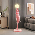 statue femme lune lampadaire moderne résine blanc noir bleu marron ondulé led minimaliste