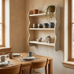 étagère murale bois brut naturel rustique moderne niveaux tasses chambre coucher fixations incluses