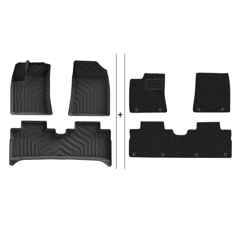 tapis sol voiture noir rayures diagonales surface rugueuse moderne résistant poignées compartiments rangement