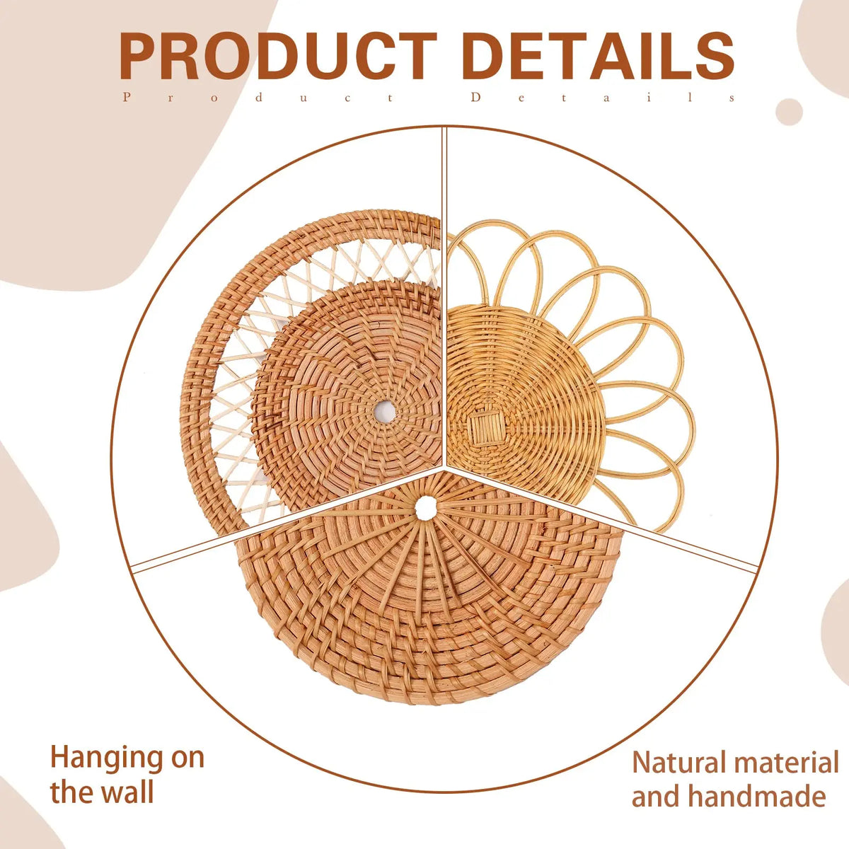 Composition murale avec paniers rotin dans un salon moderne