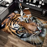 tapis moderne lions animaux salon chambre noir marron beige bleu polyester rectangle