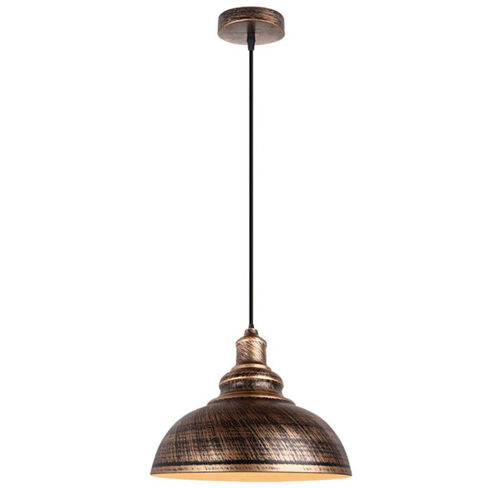 Suspension lumineuse industrielle vintage noir cuivre ampoule chaînes métal fini mat