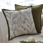 coussin décoratif moderne 45x45cm motif floral noir blanc vert olive beige clair