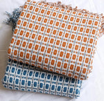 couverture tricotée acrylique motif géométrique moderne portable hiver été orange gris blanc
