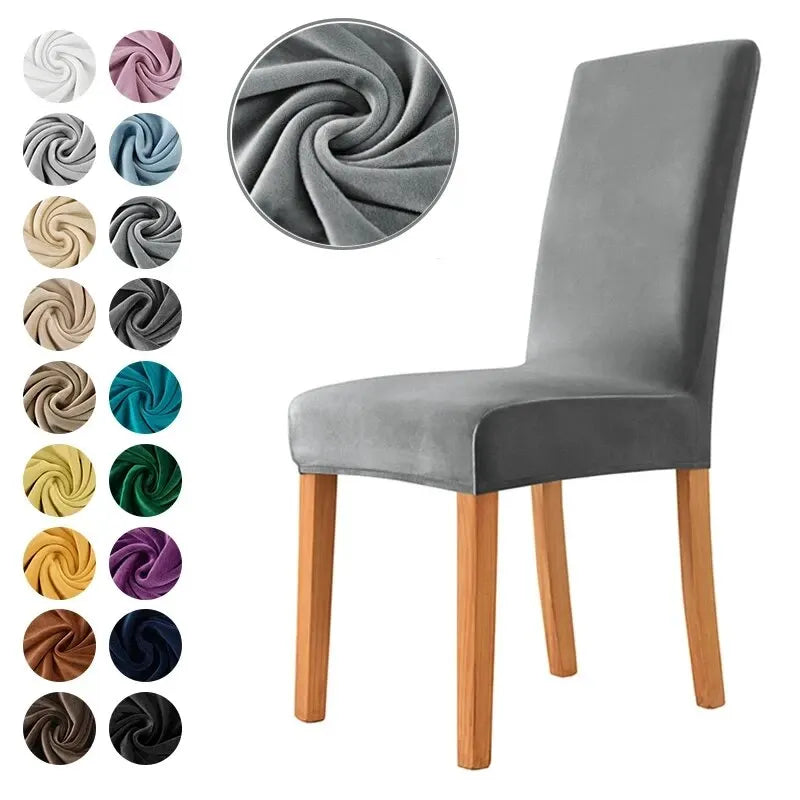 housse chaise velours gris moderne étendue mariage banquet salle manger echangetable sofa cover