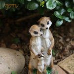 statue mangoustes résine jardin animalier décoratif extérieur étagère beige marron clair verte texture fourrure