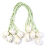 Décoration intérieure tulipes artificielles 3D fleurs polyester accessoires cheveux élastiques vert rose blanc