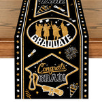 nappe table fête remise diplôme motifs cérémonie confettis étoiles feu artificiel polyester noire or