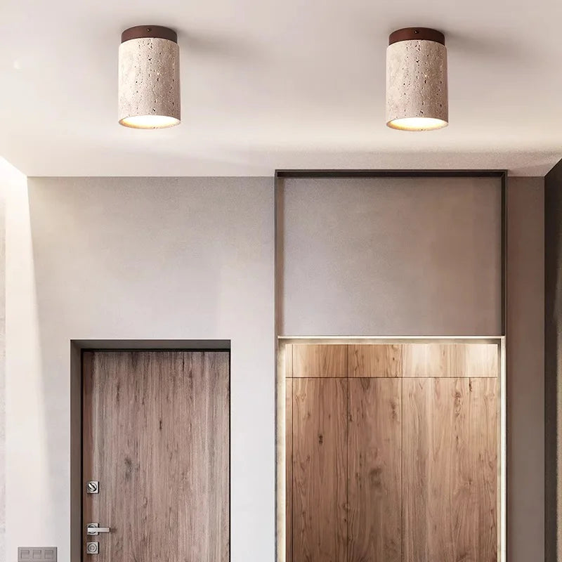 applique murale moderne pierre naturelle beige brun clair opacité downlight 6000K 4000K 3000K