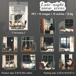 Stickers illustratifs paysages nocturnes personnages végétation étoiles lunes adhésifs scrapbooking
