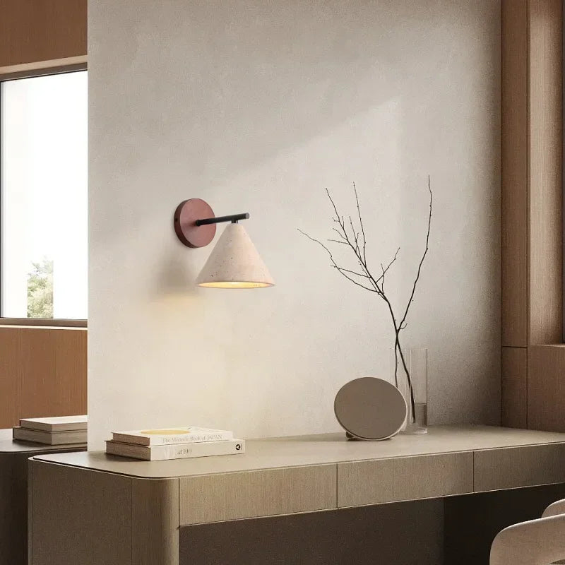 applique murale moderne pierre opaque led beige clair éclairage quotidien minimaliste fixée mur