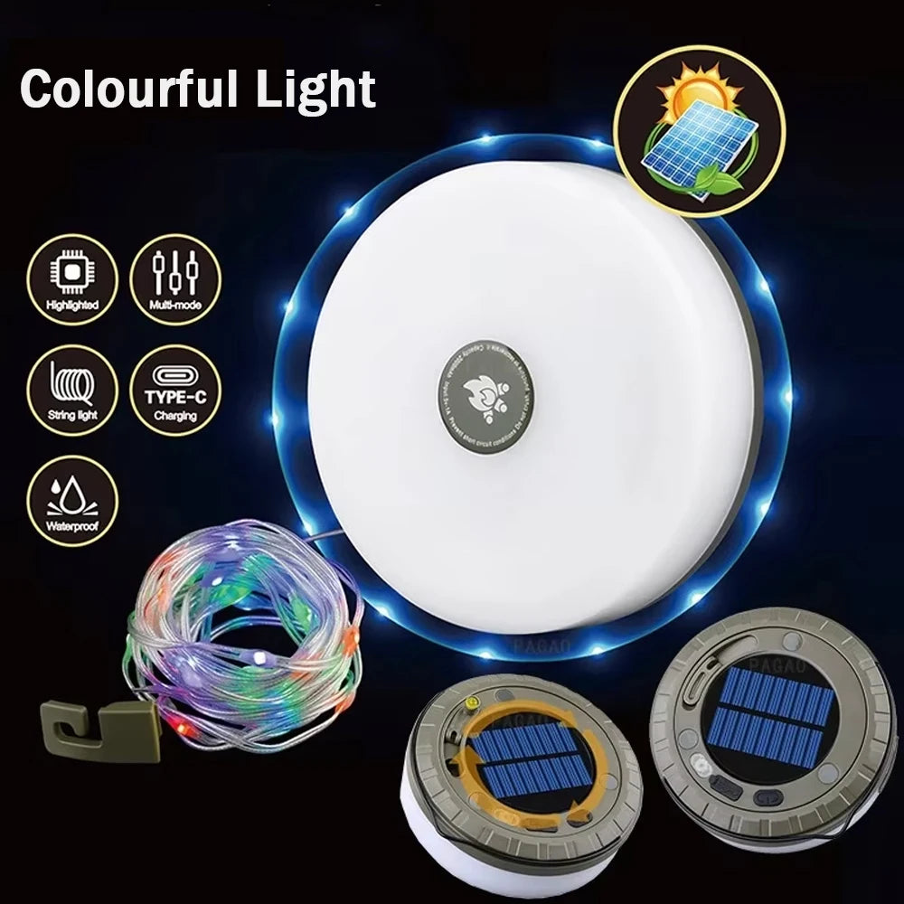 lampe camping solaire guirlande lumineuse led multiple modes charge type