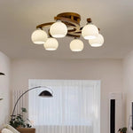plafonnier moderne bois foncé blanc scandinave lampes éclairage salon chambre