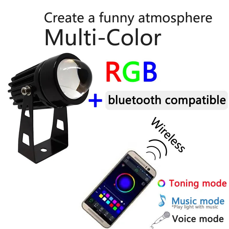 projecteur led extérieur moderne 12w 9w 5w rgb télécommande ip65 clips noir