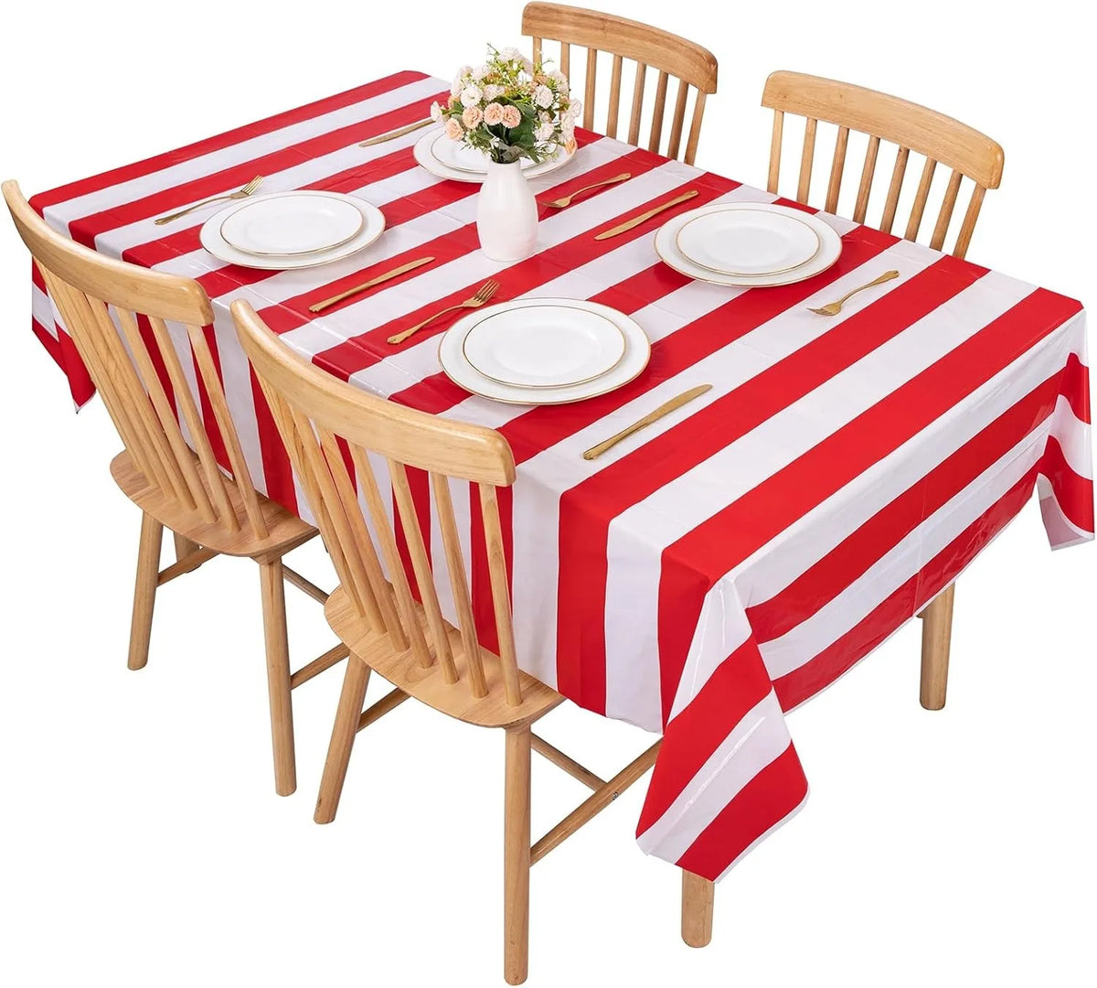 nappe rayée rouge blanche festives occasions tables serviettes décorations anniversaire fêtes