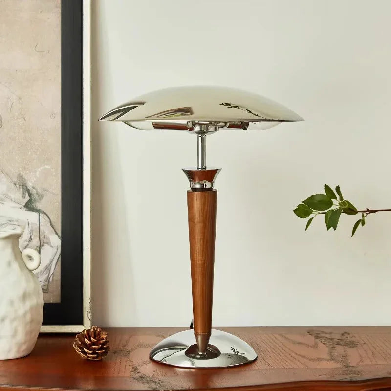lampe table moderne bois fer marron clair sans ombre alimentation électrique 90 260V