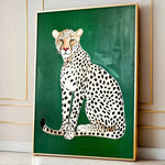 tableau moderne léopard vert animal abstrait toile sans cadre décoration chambre salon