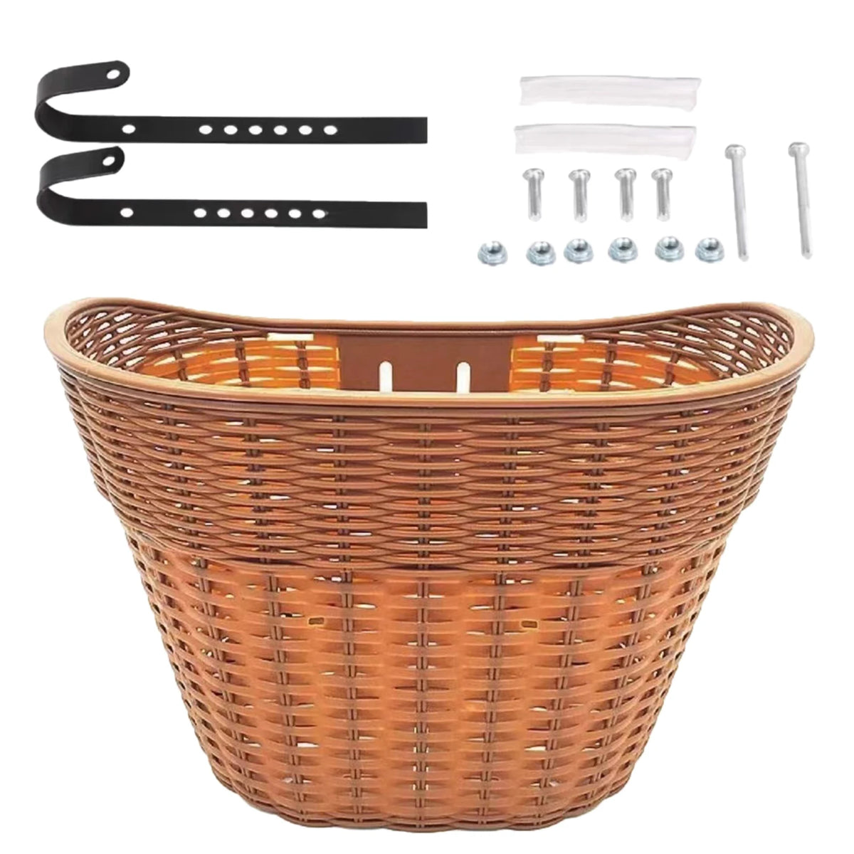 panier vélo avant rangement tissé étanche détachable facile installer traditionnel fixations couleur marron gris