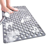 tapis douche moderne perforations anti dérapage ventouse salle bain pvc gris trou rond drainage