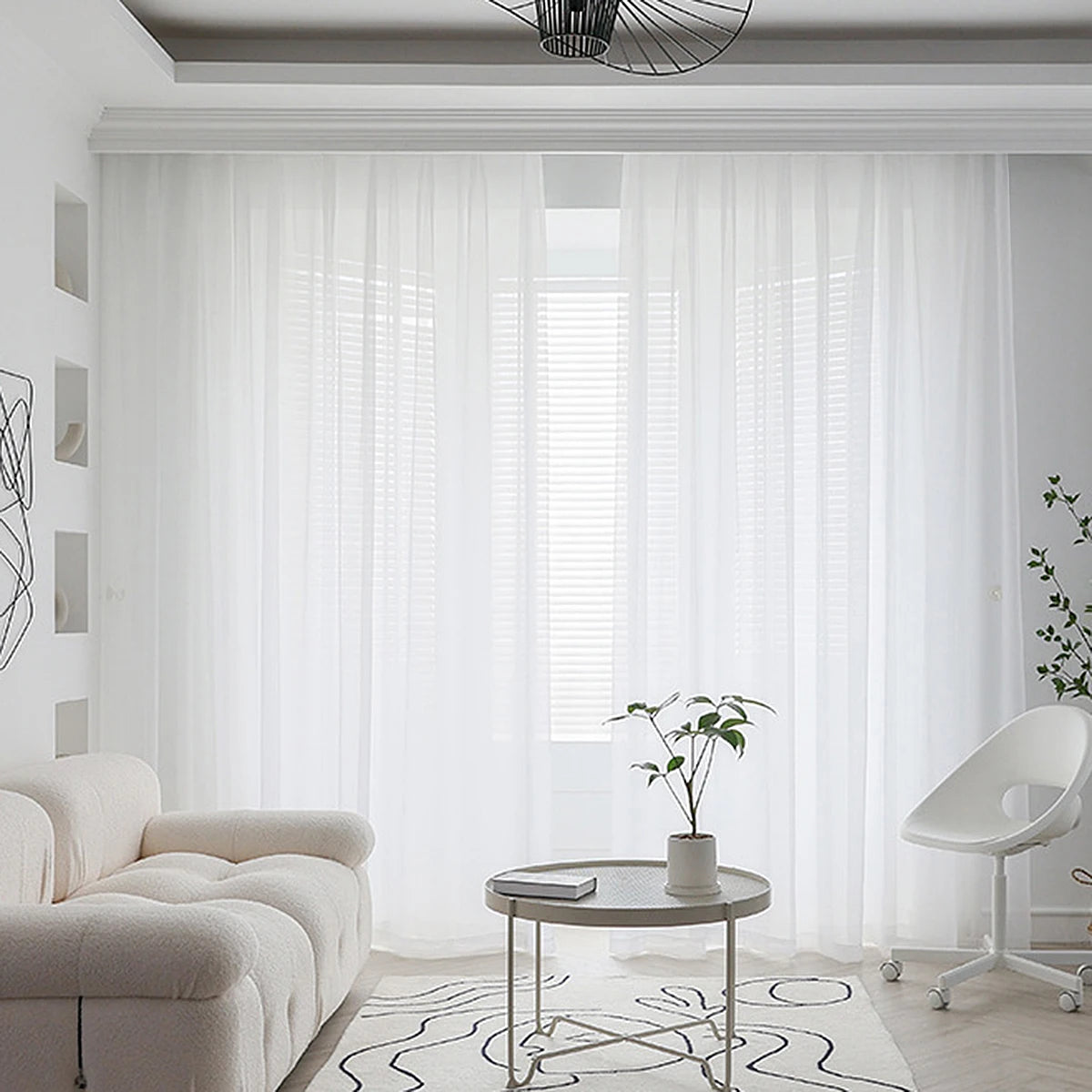rideau transparent blanc moderne tulle polyester salon hospitalité