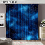 rideau deux pièces étoiles nuages bleu blanc moderne tringle polyester
