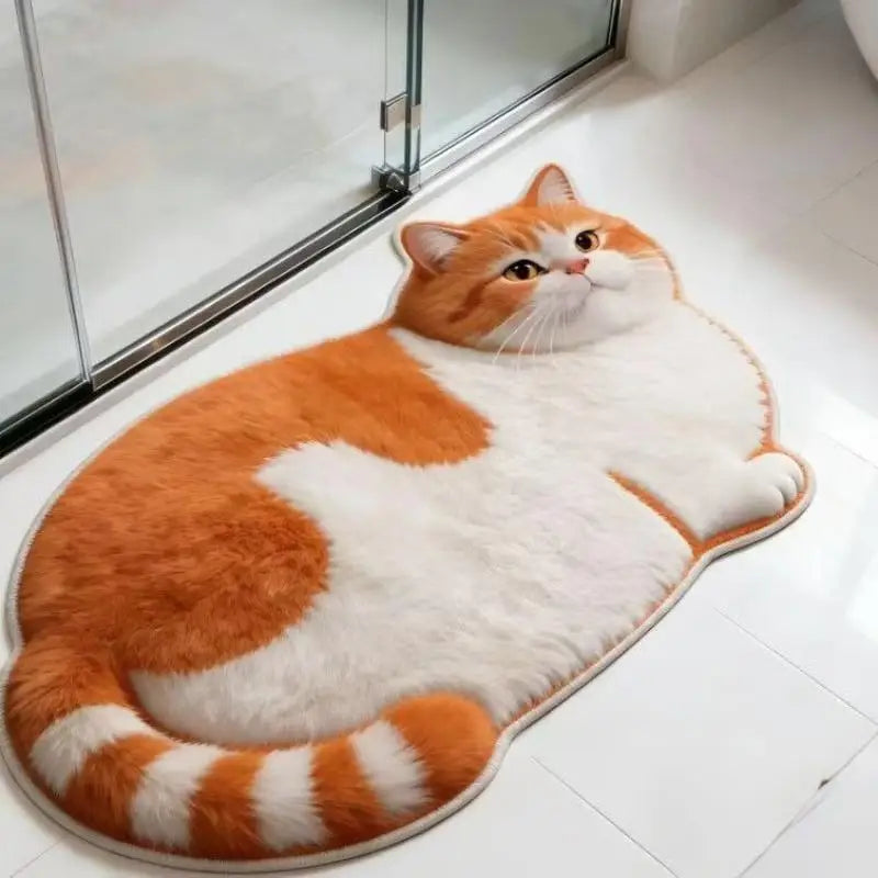 tapis sol noir blanc chat imprimé adhésif moderne absorption rapide PVC