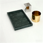 plateau marbre ver fonce moderne rangement bijoux maquillage parfum savon livre stylo globe