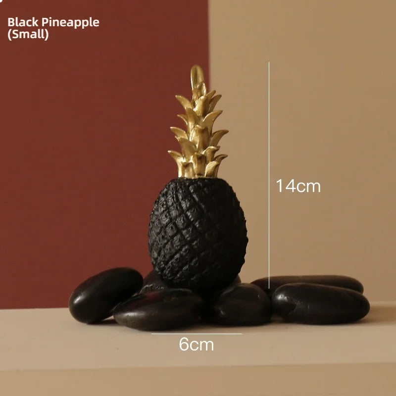 ananas decoratif ornement moderne resine dorée deco salon photo creative minimaliste triangles or blanc