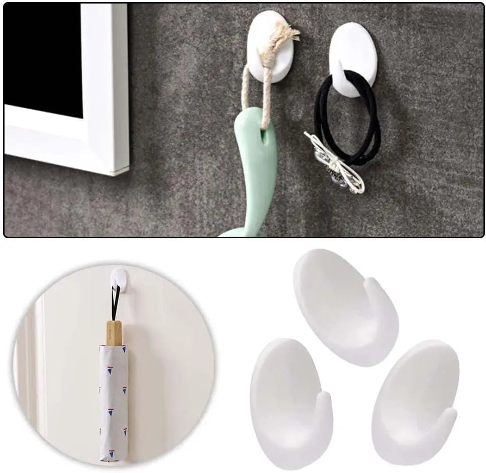 crochets adhésifs blancs minimalistes modernes carrelage marbre pvc verre bois plusieurs utilisations cuisine salle
