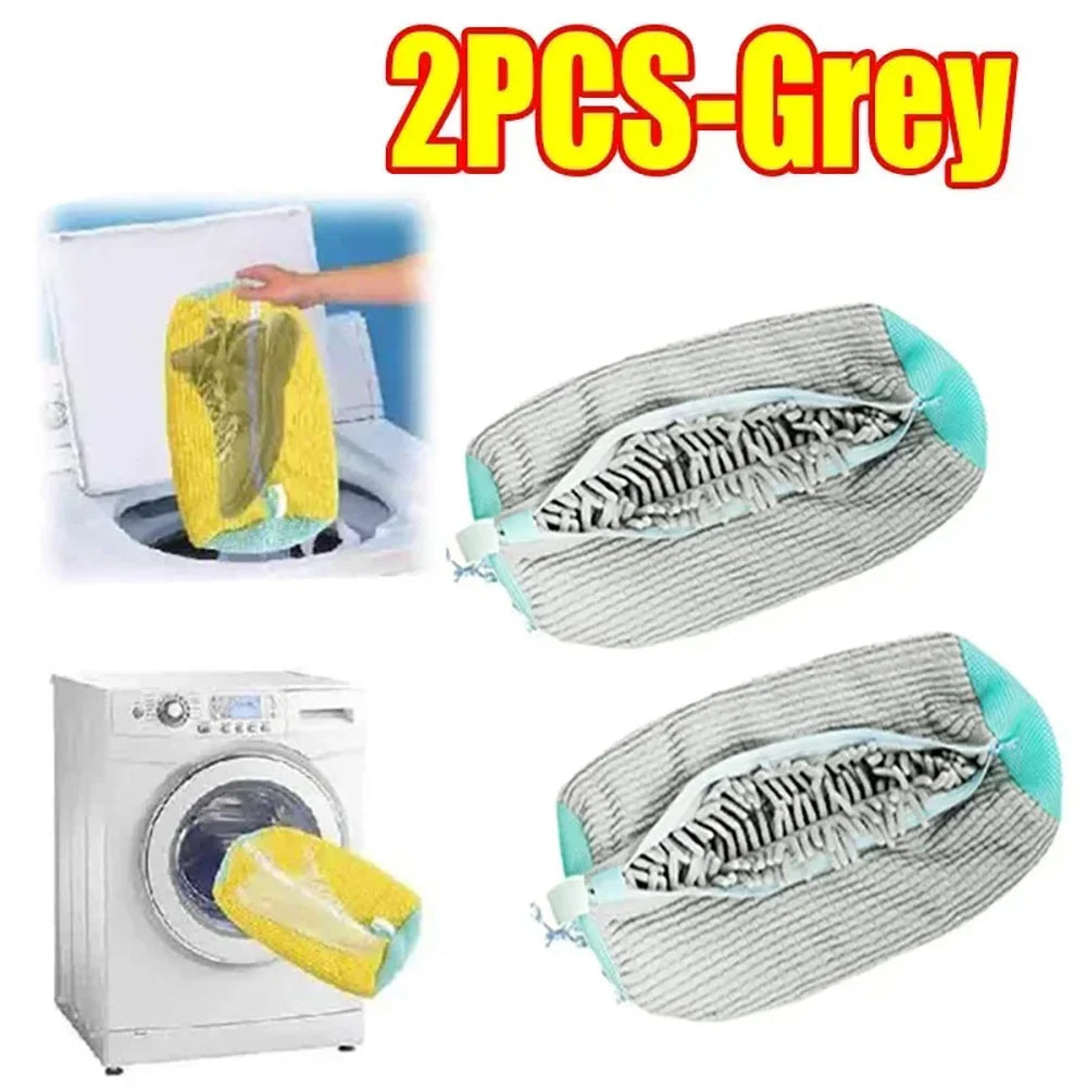 sac chaussures jaune bleu clair polyestère moderne réutilisable imperméable zip cordon chaussure nettoyage profond