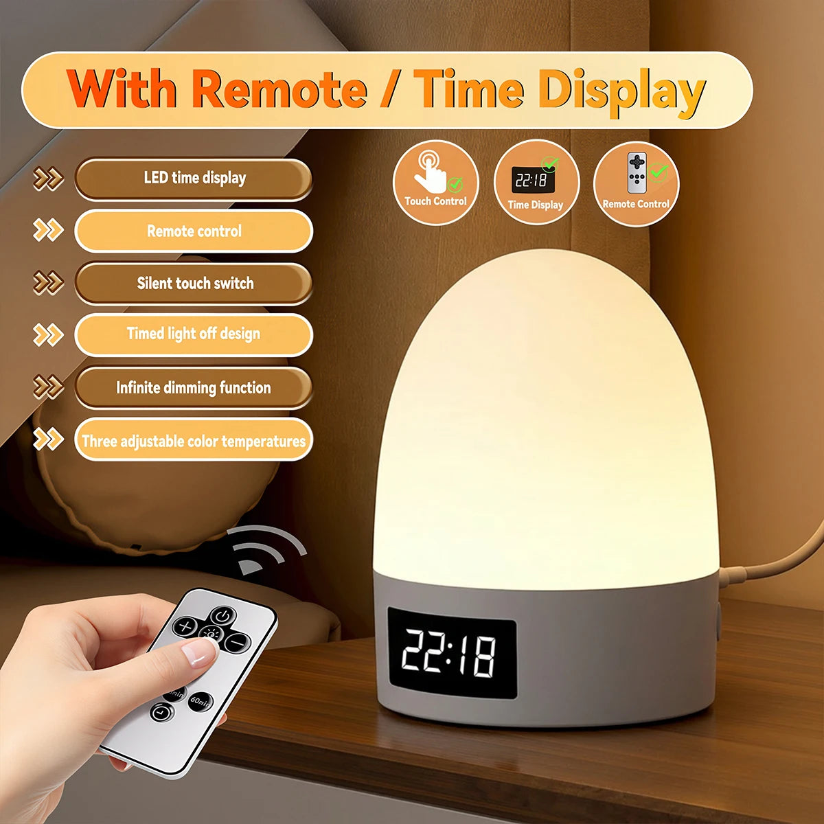 lampe table led touch control blanc gris moderne auto éteignante rechargeable usb