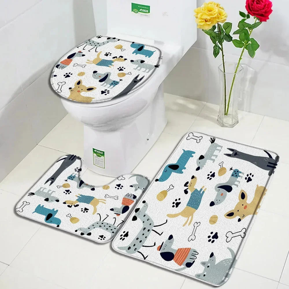 tapis toilette multicolore motifs animaux modernes adhésifs salle bain couvre siège deux sols