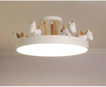 lampe moderne licorne rose blanche bleue chambre enfant coiffes fleurs