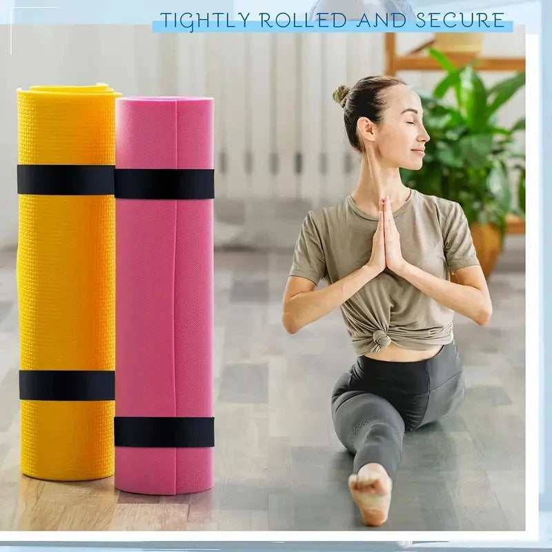tapis yoga élastiques couleurs bleu jaune rose gris noir texture moderne sécurisé fixations incluses
