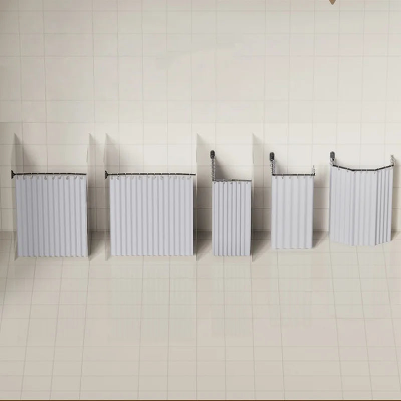 rideau douche blanc rayures verticales opacité moderne clips barre fixation polyester pliable sans cadre