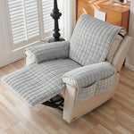 housse chaise coussin gris quadrillé moderne confortable adhésif poches polyester 190cm longueur