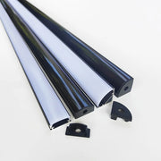 Profilé aluminium LED 50 cm pour bande lumineuse plafond - Noir et blanc - Ombre Interieur