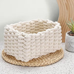 panier tissé main pliable respectueux environnement gris clair blanc noir rustic