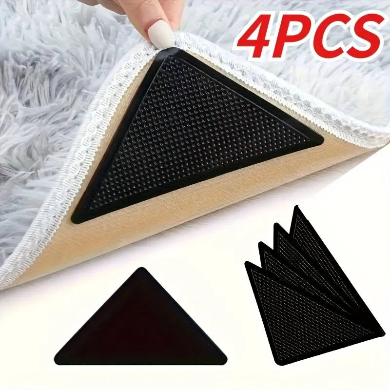 tapis antidérapants adhésifs réutilisables lavables moderne beige noir 4pcs texture antidérapante PVC