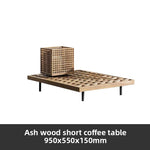 canapé jardin deux places tissu beige bois marron coussins blancs moderne pieds métalliques noirs