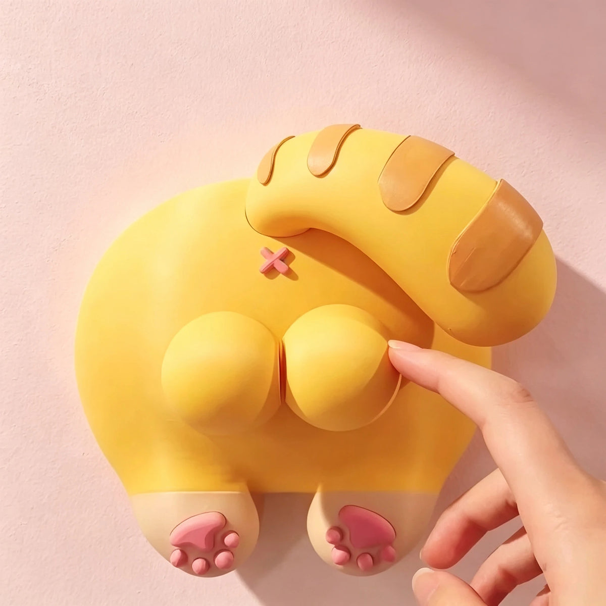 cache prises adhésifs cartoon mignon noir jaune rose peluche doux deux tailles fixations pièces