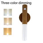 lampe nuit détecteur mouvement rechargeable usb blanc noir bois moderne minimaliste translucent fixe aimant